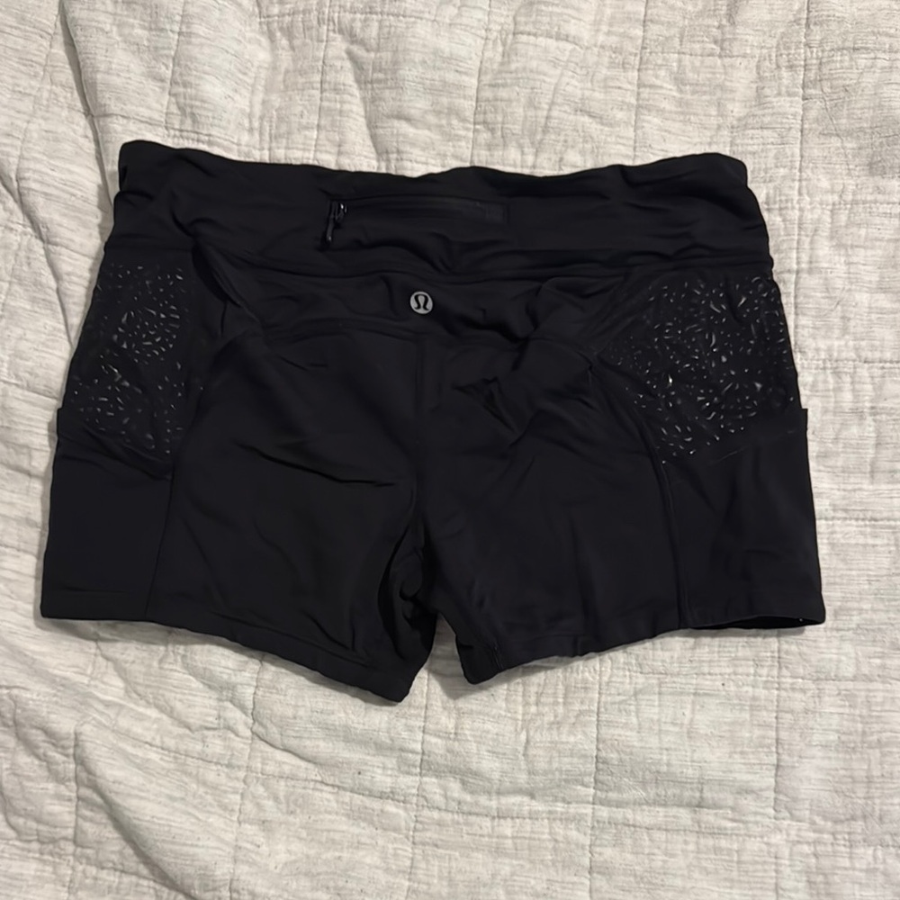 Lululemon Athletica Black Athletic Shorts with Textured Detail